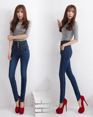 KittenAlarm - Pantalon en jean tendance pour femme, taille haute élastique, skinny, stretch, printemps/automne, grandes tailles