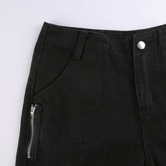 KittenAlarm - Jean ample femme Y2K, style streetwear, taille basse, poches, délavé, couleur unie, décontracté, idéal pour le travail. Pantalon en denim baggy pour femme.