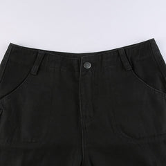 KittenAlarm - Jean ample femme Y2K, style streetwear, taille basse, poches, délavé, couleur unie, décontracté, idéal pour le travail. Pantalon en denim baggy pour femme.