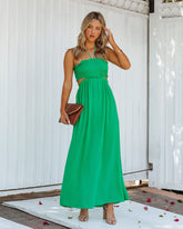 Robe longue dos nu à smocks Hit The Beach - Vert Kelly