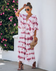 Robe kimono maxi ajustable Estancia à motif tie-dye