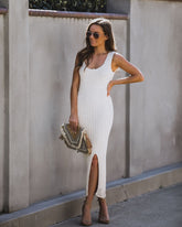 Robe midi côtelée en coton Desert Moon - Avoine