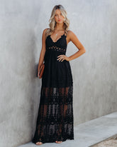 Robe longue en dentelle Invite Tranquility - Noire - VENTE FINALE