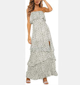 Robe longue bustier à fleurs Naiza - Sable