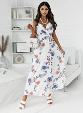 Robe longue portefeuille à volants Jona à fleurs