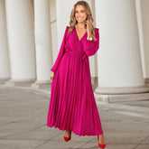 Robe mi-longue drapée Myka - Fuchsia