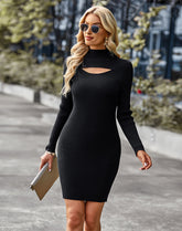 Robe midi Roseanne en maille côtelée ajourée - Marron