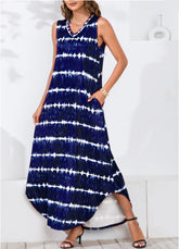 Robe longue Powell rayée ajustable - Bleu marine