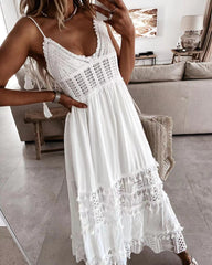 Robe midi en dentelle de coton ajourée Devoted