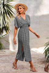 Robe kimono maxi imprimée ajustable Woodloch