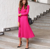 Robe midi plissée à découpes Laurie - Magenta