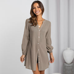 Robe de plage boutonnée Noland - Beige