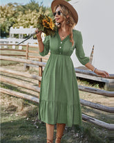 Robe longue bohème en satin Yunay - Sauge