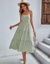 Robe longue à volants imprimée Trinity et nœud sur le devant