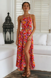 Robe longue dos nu à découpes florales Keira - VENTE FINALE