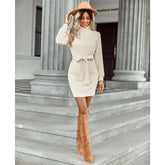 Robe midi en maille à col Freda