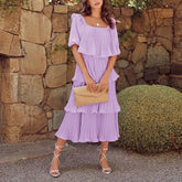 Robe midi plissée à volants Inez - VENTE FINALE