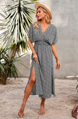 Robe kimono maxi imprimée ajustable Woodloch