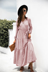 Robe longue bohème à pois suisses Sanibel - Marsala