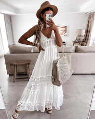 Robe midi en dentelle de coton ajourée Devoted