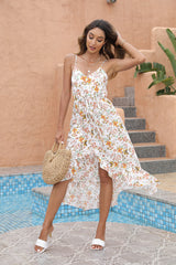 Robe maxi imprimée asymétrique « Spin Me Around » - Brique