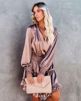 Robe midi en satin Lena - Champagne