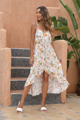 Robe maxi imprimée asymétrique « Spin Me Around » - Brique