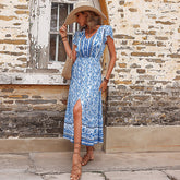 Robe midi à manches bouffantes et smocks fleuris On Cloud Nine