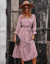 Robe midi froncée à fleurs Sylvie - VENTE FINALE