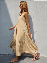 Robe midi à volants et poches Braxton en coton