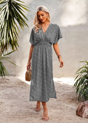 Robe kimono maxi imprimée ajustable Woodloch