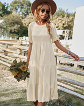 Robe longue Vinyasa à pois suisses et smocks