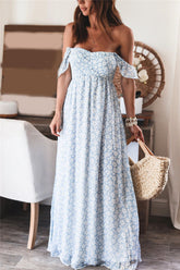 Robe longue Cliffie à smocks et imprimé floral
