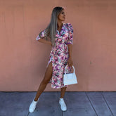 Robe longue portefeuille imprimée Spread Beauty - Vente finale