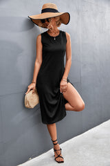 Robe midi sans manches Laken en mélange modal - Noir délavé