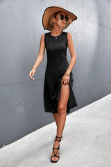 Robe midi sans manches Laken en mélange modal - Noir délavé