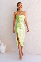 Robe nuisette asymétrique mi-longue Nessa - Menthe