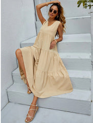 Robe midi à volants et poches Braxton en coton