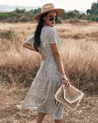 Robe longue imprimée à smocks Maynard - Noire