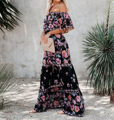 Montecito Floral Off The Shoulder Maxi Dress