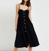 Robe longue à poches en lin mélangé Grapevine - Noire