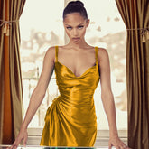 Robe nuisette midi en satin Flower Power