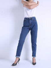 KittenAlarm - Pantalon harem vintage, jean taille haute, jean boyfriend femme, jean mom long, pantalon en denim style cowboy, Vaqueros Mujer