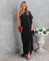 Robe longue asymétrique Strike A Pose - Noire