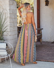 PRÉCOMMANDE - Robe longue imprimée scintillante Turks + Caicos - Rose multicolore