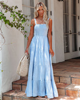 Robe maxi smockée en mélange de coton At Sea