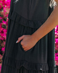 Robe midi à volants et poches Ballard en mélange de coton - Noire