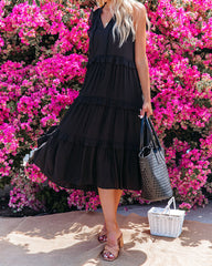 Robe midi à volants et poches Ballard en mélange de coton - Noire