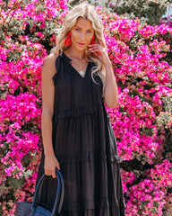 Robe midi à volants et poches Ballard en mélange de coton - Noire