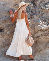 Robe midi à volants Catch The Sun - Coquille d'œuf